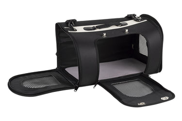Cofan – Bolsa Transportín para Mascotas | Diseño Transpirable y Acolchado | 43 x 25 x 29 cm | Color Negro y Plata